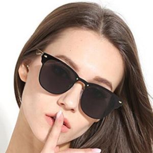 Casual Rivet Mirror Sunglass Men Women Fashion Designer Outdoor Cateye UV400 Sunglasses for Unisex with case