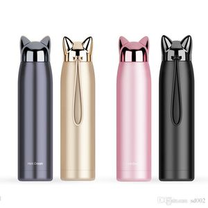 Fox Water Bottle Stainless Steel Vacuum Cups Carrying Rope Pure Color Cool Student Gift Lovers Thermos Heat Resistant 18 7jjB1