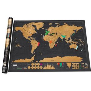 Raspe zero World Map World Map Wall Sticker Erase Preto Melhor Decoração de viagem personalizada para Map Room Home Office Escola Decor