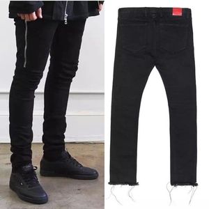 2016 Newest TOP oversized terry men jeans hiphop Four Two Four 424 broken hole side zipper jeans