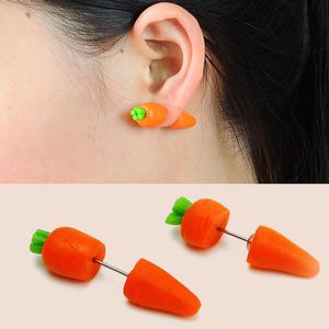 Wholesale oranges earrings for sale - Group buy Unique Design Small Stud Earrings for Girl statement Orange Carrot Earrings fashion cute cartoon jewelry
