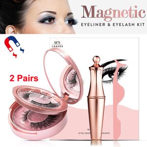Magnetisk flytande eyeliner magnetiska falska ögonfransar tweezer set makeup spegel 5 magneter fake eyelash kit smink verktyg dhl frakt