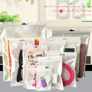 Pearl White Plastic Zip Lock Poly OPP Package Bag Clear Resealable Mylar Zipper Packages Pouch For Mobile Phone Case Cable Accessorie Retail Packing