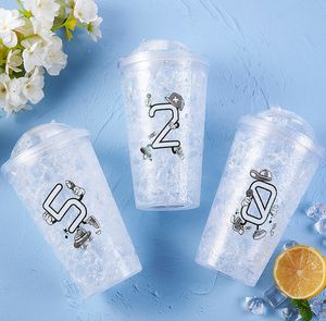 The latest 17OZ Drinkware summer I love you 520 crushed ice straw cup with double straws to cool down, is essential for adults