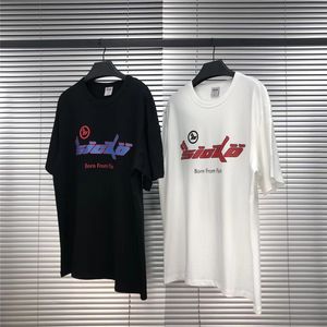 メンズデザイナーハイストリートショートスリーブラウンドネックレター印刷ファッションソリッドTシャツ2色サイズS-XL