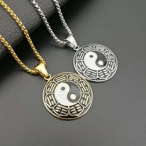 316 нержавеющая сталь китайский стиль подарок серебро золото античный Тай-Чи Инь и Ян восемь диаграмм ожерелье подвески ювелирные изделия для мужчин женщин