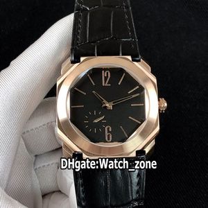 New Octo Finíssimo Octo 102371 BGOP40BGLXT Black Dial Miyota Mens Relógios Rose Caixa Automático Ouro Correia de couro Relógios Watch_zone 8 cores