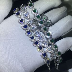 3 colors Heart shape Lovers bracelet Diamond White Gold Filled Party Engagement bracelets for women wedding accessaries