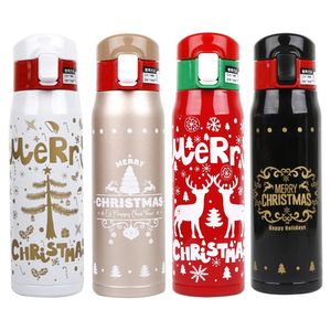 500ml Christmas Thermos Cup Xmas Double Wall Moose Printed Stainless Steel Vacuum Tumbler Portable Xmas New Year Thermos Flasks