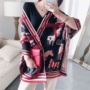 캐시미어 겨울 스카프 여성 따뜻한 두꺼운 Pashmina 디자이너 인쇄 말 shawls 레이디 소프트 블랭킹 스카프 래핑 y200103