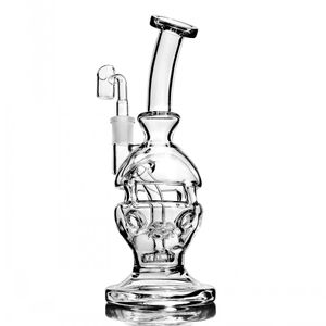 9.8 inchs Skull Feb Egg Bong Recycler Oil Rigs Heady Glass Water Bongs Smoke Pipes Accessories Dabber With 14mm Banger