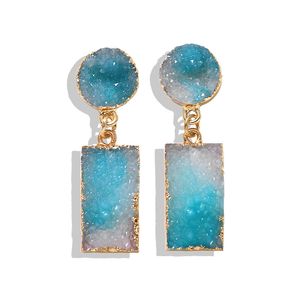 Wholesale- fashion luxury designer beautiful candy color resin crystal stone pendant stud earrings jewelry for woman