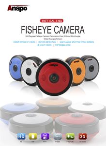 ANSPOワイヤレスHD Fisheye IPカメラ960p 360度パノラマセキュリティカメラ1.3MPベビーモニターウェブカメラ5色