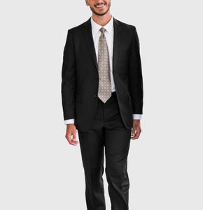 Popüler Siyah Damat Giymek Iki Düğme Tepe Yaka Sağdıç Smokin Erkek Takım Elbise Düğün / Balo İyi Adam Blazer (Ceket + Pantolon)