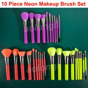 Docolor Make-up-Pinsel-Set, Neon-Kabuki-Pinsel, Lidschatten, Lippenpinsel, Gesichtsmixer, Foundation, Puder, Concealer, Kosmetik-Make-up-Pinsel