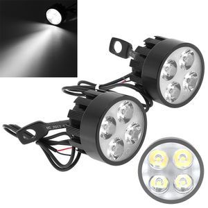 Freeshipping 1Pair 12W 6000K LED Four Bead Ultra Bright Waterproof Spotlight Headlamp for Motorcycle