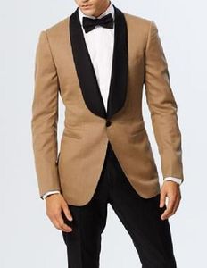 Wedding Men Suit dla Groomsmen Tuxedo Black Szal Lapel Slim Fit Blazer Dwie części Kurtki Czarne Spodnie Najnowsze Style Garnitury