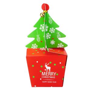 Yılbaşı Ağacı Şeklinde Hediye Kurabiye Şeker Taşıyıcı Kutuları Favor Çantası Noel Parti Dekorasyon
