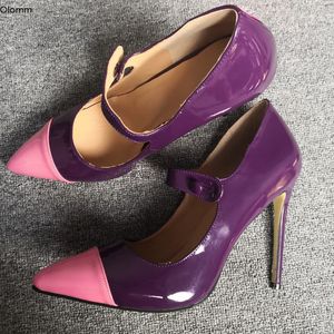 rontic women mary janes 펌프 섹시한 얇은 하이힐 펌프 뾰족한 발가락 멋진 6 색 파티 드레스 신발 여성 플러스 미국 크기 5-15