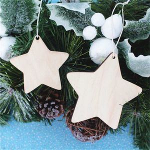 10pcs Star Ornamenti da appendere in legno non finiti con fori con spago di iuta naturale per artigianato fai-da-te, decorazioni per feste di Natale