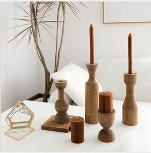 Log Mori candlestick Old Wood Candle Holders Software for window display style Candlesticks Arrangements Wedding Party