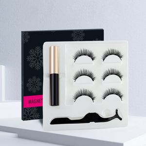 False Eyelashes Magnetic Eyeliner Eyelash Suit 3Paris Lashes Fluid Eyelash With Special Tweezer Tools Makeup