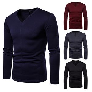 Transfrontaliero specifico per il grande cortile da uomo più caldo T-shirt a maniche lunghe con scollo a V in cashmere Q121