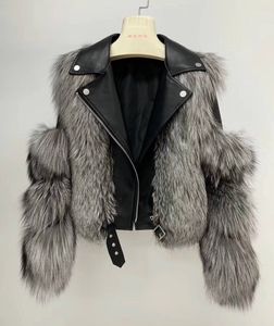 Oftbuy Winterジャケット女性本物の毛皮のコート天然キツネの毛皮の襟の濃い暖かい100％本物の革のスリートウェアカジュアル