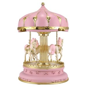 LED Music Box Carousel Round Music Boxes Decor Glowing Carousel Horse Box Christmas Wedding Birthday Gift