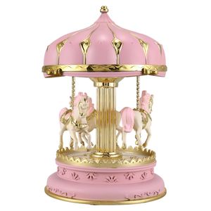 LED Music Box Carousel okrągłe pudełka muzyczne Dekor Świeznięcie karuzeli koni pudełko Bożego Narodzenia ślubny prezent urodzinowy