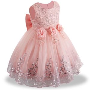 2019 Summer Infant Baby Girl Sukienki koronkowe białe sukienki chrztu dla dziewcząt 1. rok urodzin przyjęcie ślubne ubranie dla niemowląt