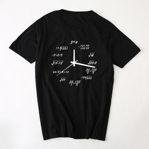 100 % 코튼 수학 시계 인쇄 재미 있은 남성 T 셔츠 캐주얼 짧은 소매 O 넥 남성 Tshirt 시원한 여름 티셔츠 남성 티셔츠