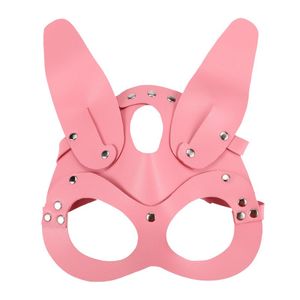 Seksowna Różowa Skóra Pies BDSM Maska Bondage Powściągliwości Kaptur Cosplay Slave Head uprząż Fetish Flirting Sex Zabawki