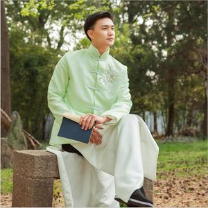 High Quality Men clothing In Republic of China antique costumes of film television Stage dramas young Masters Long Tang Suits Jacket + Robe