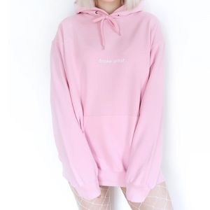 Bruten konstnär baby rosa hoodie kvinnor kausal sweatshirt tumblr estetiska blek pastell grunge estetik 90s konst jumpers
