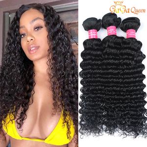 Brazilian Deep Wave Hair Weft Unprocessed Brazilian Deep Curly Hair Bundle Brazilian Virgin Human Hair Weaves Natural Black