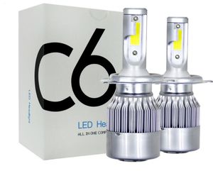 1 paire moins cher prix COB C6 Réel LM W LED phare de voiture H1 H3 H4 H7 Kit Hi Lo Ampoules K