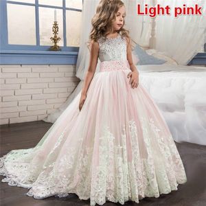 Unique Designer Blush Pink Flower Girls Dresses Ball Gowns Cascading Ruffles Long Pageant Gowns for Little Girl