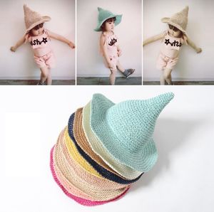 Unisex barn halm hattar mjuk sol hatt kreativ toppad keps hatt hatt strand hatt breda rand hattar panama mössor