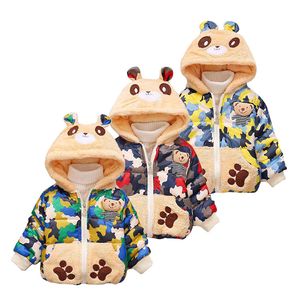 Crianças casacos de inverno de algodão Coats Urso dos desenhos animados Cotton manter quente para baixo casaco Chirdren Adorável Hoodies Plush Casacos roupas de grife M437