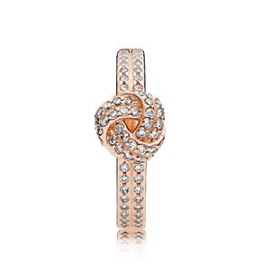 Wholesale-Womens 18K Rose Gold CZ Diamond RING Set Original Box for Pandora Real 925 Silver Luxury Fashion Wedding Gift Ring