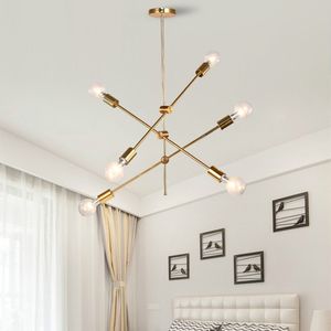 Brushed Brass Chandelier Modern Metal Sputnik Chandelier Ceiling Pendant Lighting Fixture Nordic Postmodern style Hanging Lamp