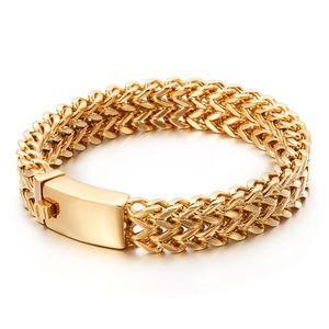 12mm 18mm Heavy Punk Uomo Donna Biker Bracciale a catena in acciaio inossidabile 316L Oro 2 file Figaro Mesh Chain Bracciali Bangle Gioielli da uomo bello