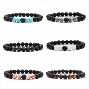 Neue 8mm Schwarz Lava Stein Türkis Perle Ätherisches Öl Diffusor Armband Für Frauen männer Schmuck