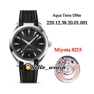 New Aqua Terra 150m Miyota 8215 Automatic Mens Watch Texture Black Dial Aço Caso 220.12.41.21.01.001 Blcak Borracha Relógios Hello_Watch E280