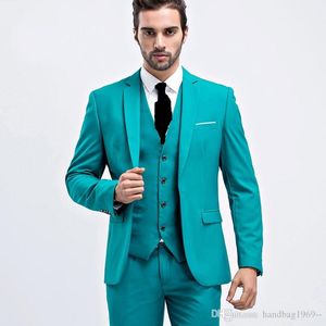 Classic Style One Button Groom Tuxedos Notch Lapel Man Prom Blazer Business Garnitury Zestawy (kurtka + spodnie + kamizelka + krawat) H: 712