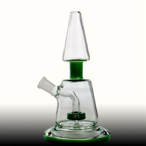 Jade Grön Syl Glas Bong Vattenpipor Vattenpipor för rökning 7,8 tums hängare 14 mm hona dab riggar oljerigg bägare spik