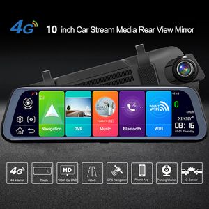 4G ADAS CAR DVR 10 인치 안드로이드 WiFi 전체 스트림 미디어 리어 뷰 미러 2G+32GB 플래시 메모리 GPS HD 1080P 자동차 듀얼 렌즈 비디오 레코더