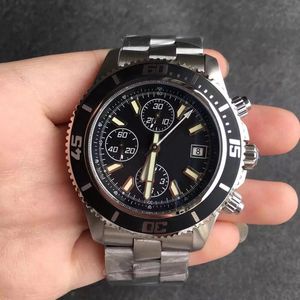 Hot Luxo Men's Watch A1334102 Super Ocan VK Movimento de Quartzo 44mm Sapphire Dial 316 Aço Inoxidável Aço Inoxidável Strap Chrono Flyback Clock Mens