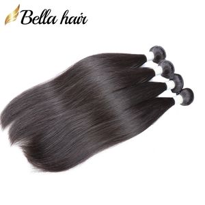 Bellahair 100% cabelo malaio tece 4 pçs / lote Virgin Human Huide Bundles Extensões de Hiver Hiar 10-24inch Cor Natural